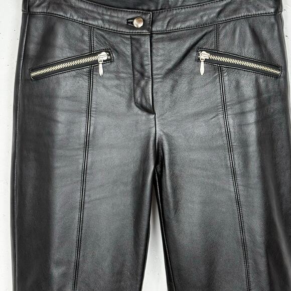 Vintage Wilsons Maxima Leather Pants Zipper Pockets Straight Leg Black Size 4 - Picture 7 of 11